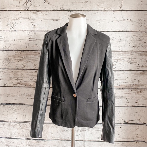 Michael Kors black blazer with faux leather sleeves